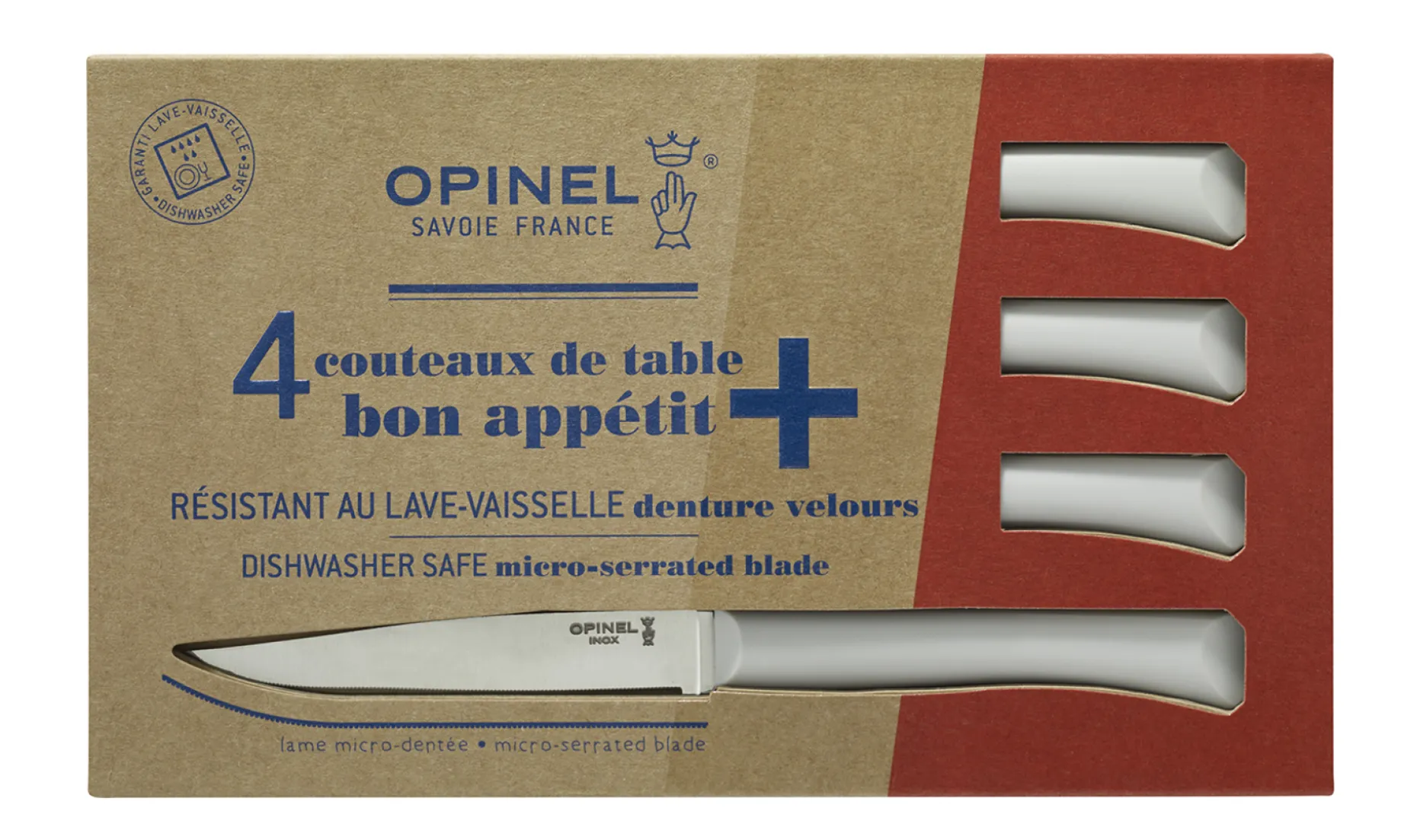Messerset 4 Tafelmesser Bon Appetit + Hellgrau