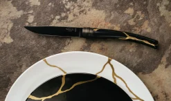 Set mit 2 Tischmessern Kintsugi – Anthrazit mit schwarzer Klinge